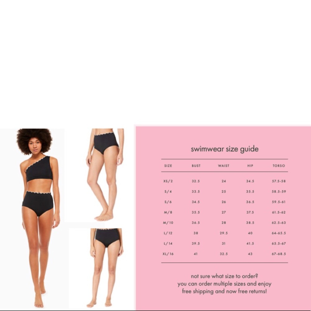 KATE SPADE NY 1-shoulder-Hi-waist Bikini NWT M Blk - Picture 5 of 5